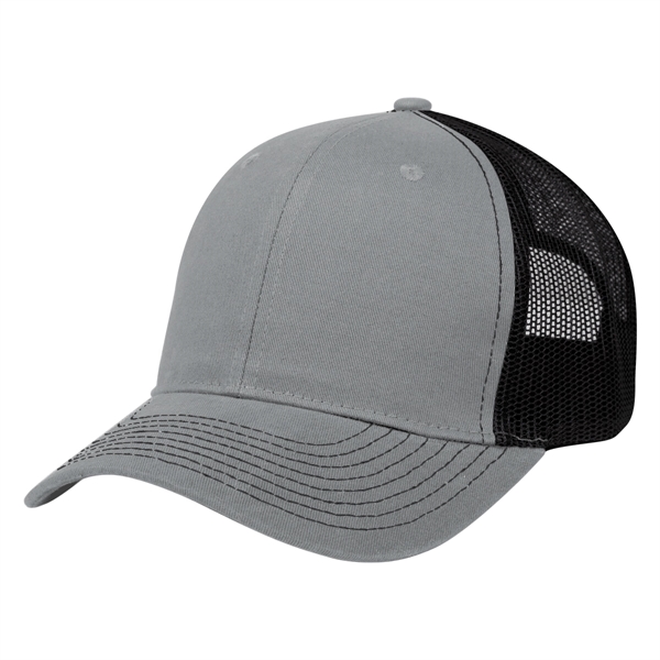 Mesh back cap with 100% brushed cotton twill crown, pre-curved visor,... from ASI 61125 Hit Promotional Products / Hit®