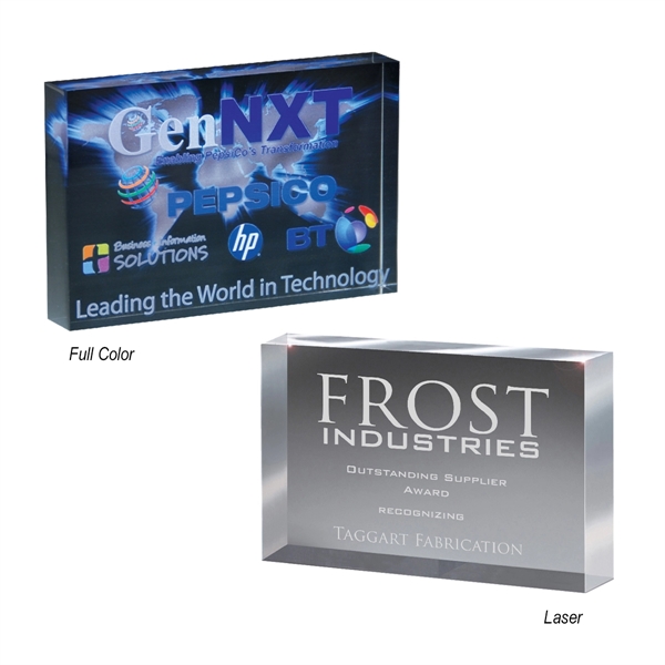 Small freestanding block award made of Lucite acrylic, measuring 6" x... from ASI 61125 Hit Promotional Products / Hit®