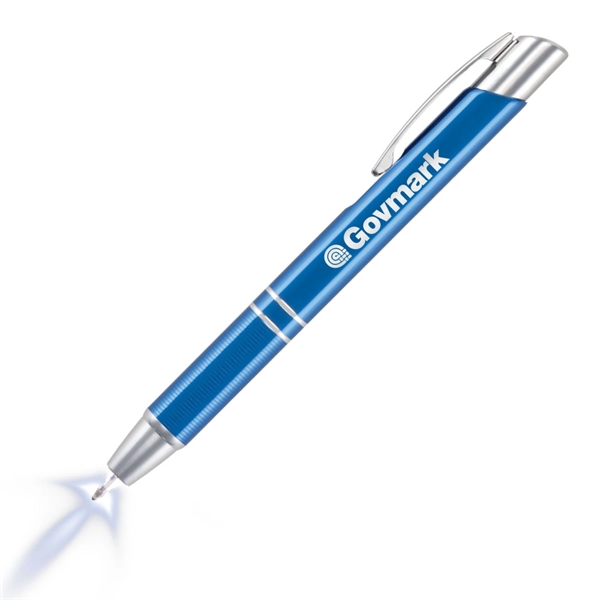Metal click-action ballpoint pen with textured comfort grip and built in... from ASI 84592 St Regis Group