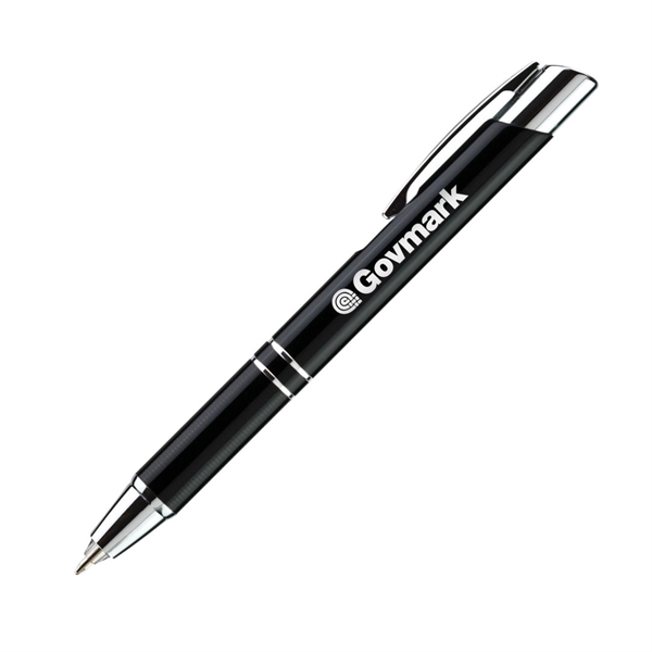 Metal click-action ballpoint pen with textured comfort grip and built in... from ASI 84592 St Regis Group