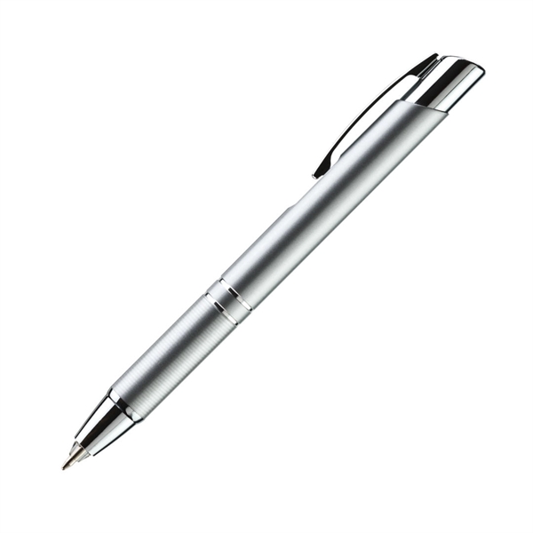Metal click-action ballpoint pen with textured comfort grip and built in... from ASI 84592 St Regis Group