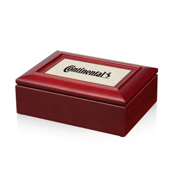Wood gift box featuring a recessed lid with stone cast insert.... from ASI 84592 St Regis Group / R S Owens & Co Inc