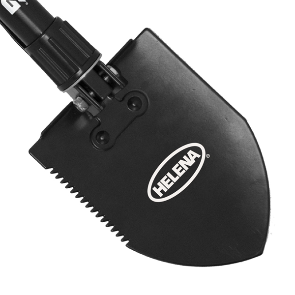 A folding, portable shovel. This entrenching tool uses a tempered steel... from ASI 46170 Compass Industries Inc