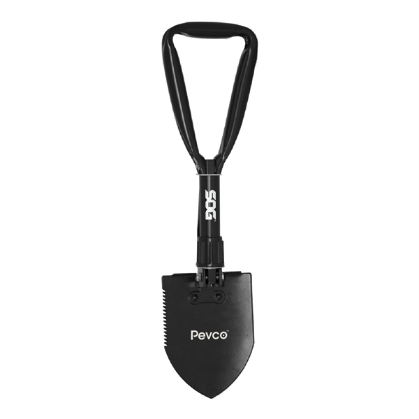 A folding, portable shovel. This entrenching tool uses a tempered steel... from ASI 46170 Compass Industries Inc