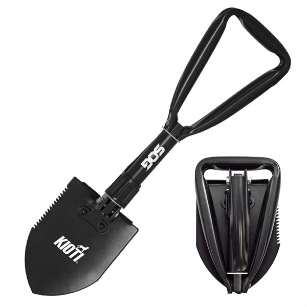 A folding, portable shovel. This entrenching tool uses a tempered steel... from ASI 46170 Compass Industries Inc
