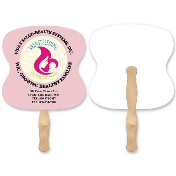 Full Color Hourglass shaped hand fan... from ASI 93520 Ventura Inc