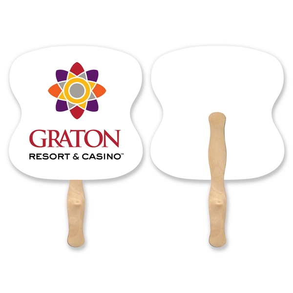Full Color Hourglass shaped hand fan... from ASI 93520 Ventura Inc