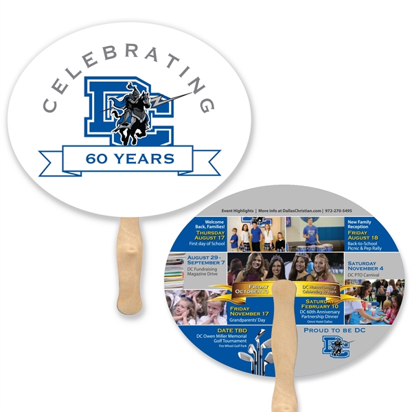 Stock shape Oval hand fan with wood handle ( wood stick)... from ASI 93520 Ventura Inc