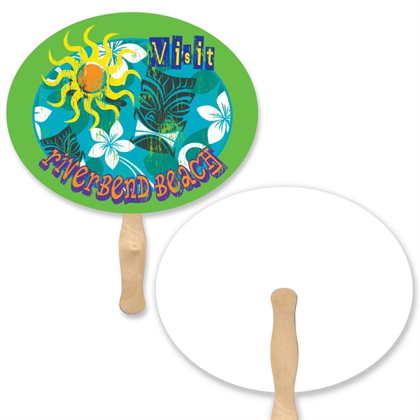 Full color, oval shaped hand fan.... from ASI 93520 Ventura Inc