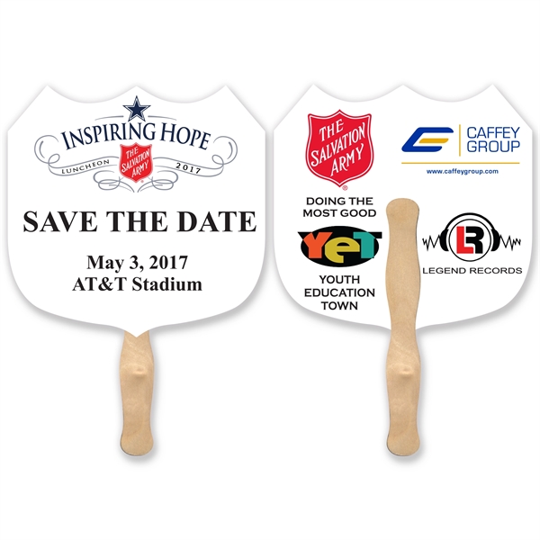 Full Color Shield shaped hand fan.... from ASI 93520 Ventura Inc