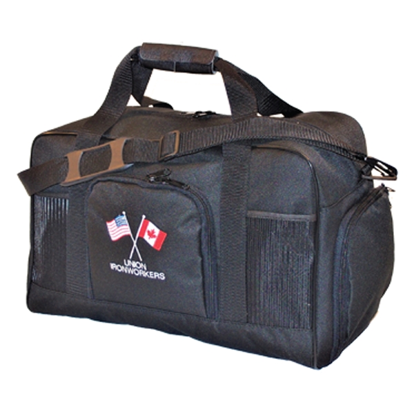 USA made duffel with front organizer pocket, 2 mesh pockets and... from ASI 88782 Sport Systems Custom Bag Corp