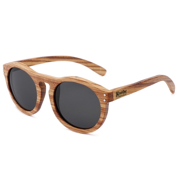 Fashion rounded design with full wood frame and dark lenses. This... from ASI 57371 Eyevertising