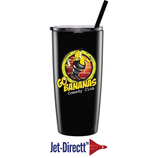 20 oz. plastic double-walled tumbler with push on sliding lid and... from ASI 71920 Moderne Glass Company Inc / Glass America®