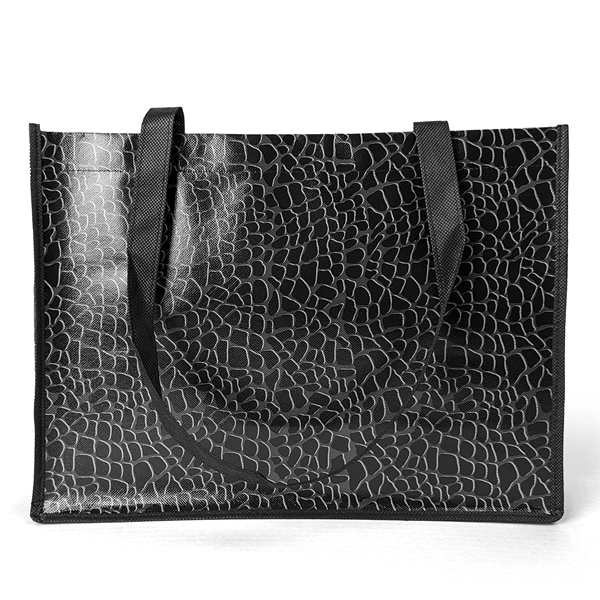 Gloss Laminated Non-Woven Polypropylene Tote with tone-on-tone reptile design.... from ASI 37940 Bag Makers Inc