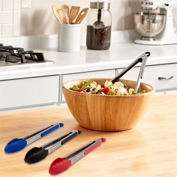 12" stainless steel tongs with silicone grip on the handle and... from ASI 52840 Evans Manufacturing