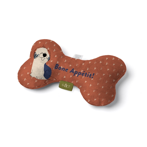 Full color sublimated dog bone plush toy with same design on... from ASI 45657 Pop! Promos