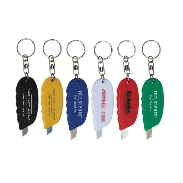 Retractable blade box cutter knife keychain plus 1 color silkscreen imprint... from ASI 37218 Athena Promo (tm)