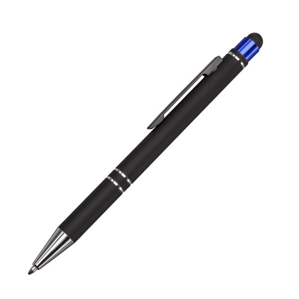The Scroll Aluminum Ballpoint Pen with Stylus features a matte black... from ASI 84592 St Regis Group
