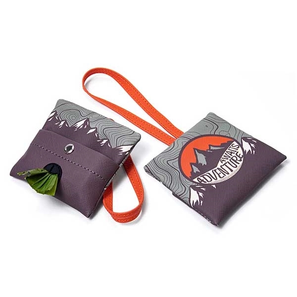 Full color printed vegan leather dog waste bag dispenser with black... from ASI 45657 Pop! Promos