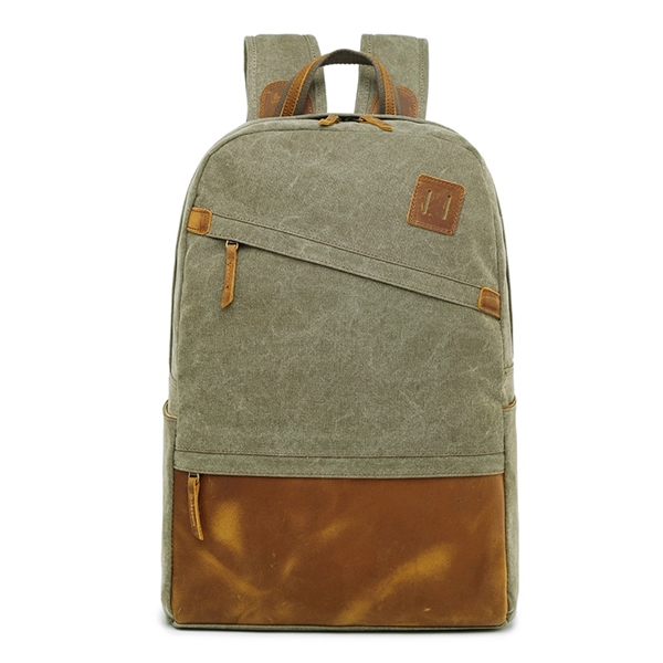 Cotton Canvas Backpack with Genuine Leather... from ASI 72657 Active Life Promo / Active Life
