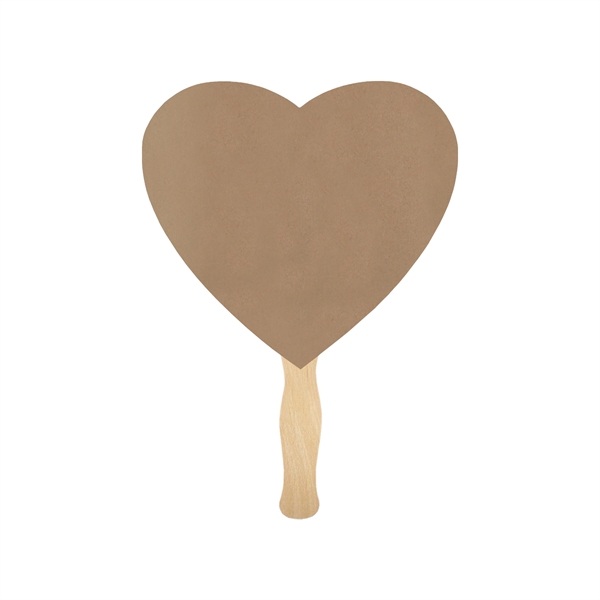 Heart shape hand fan, 26 point recycled unbleached natural brown kraft... from ASI 93520 Ventura Inc
