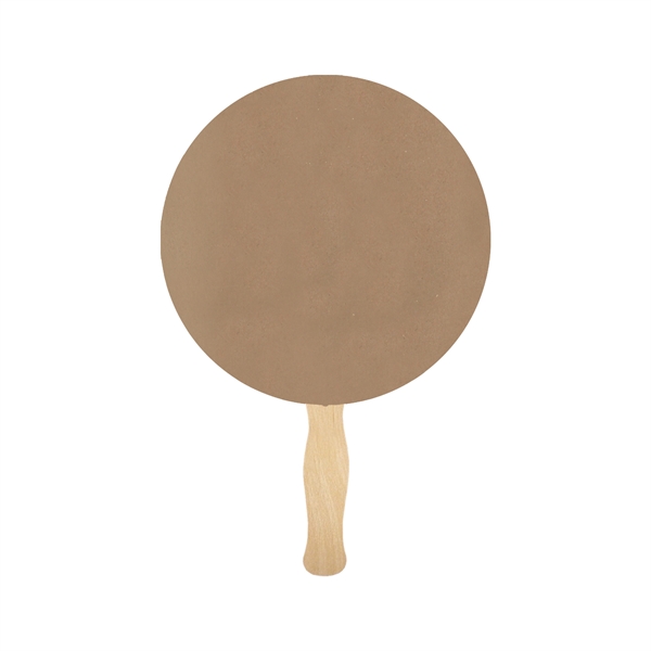 Round shape hand fan, 26 point recycled unbleached natural brown kraft... from ASI 93520 Ventura Inc