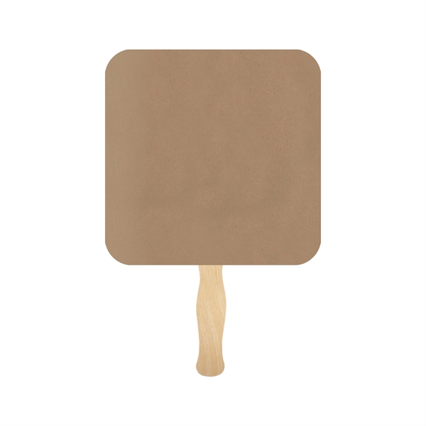 Square shape hand fan, 26 point recycled unbleached natural brown kraft... from ASI 93520 Ventura Inc