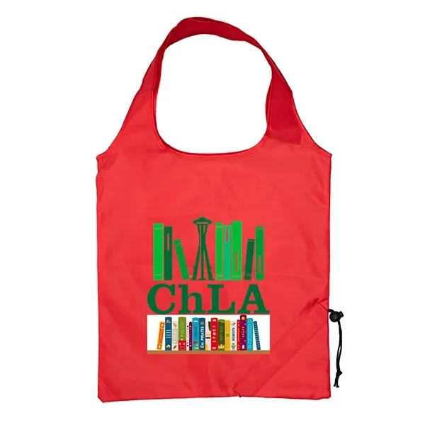 15" x 15 3/4" Pack-N-Toss polyester reusable shopping tote that folds... from ASI 62660 Innovation Line