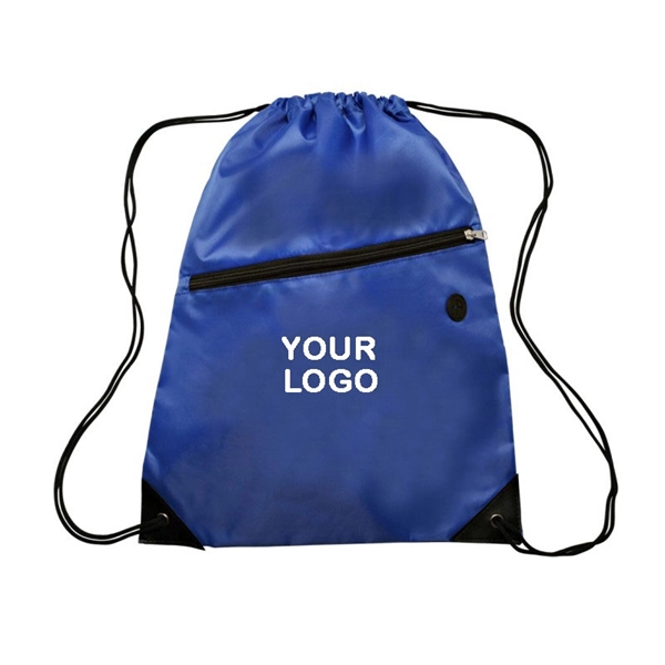 210D Polyester drawstring backpack with zippered front pocket plus 1 color... from ASI 37218 Athena Promo (tm)