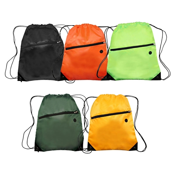 210D Polyester drawstring backpack with zippered front pocket plus 1 color... from ASI 37218 Athena Promo (tm)