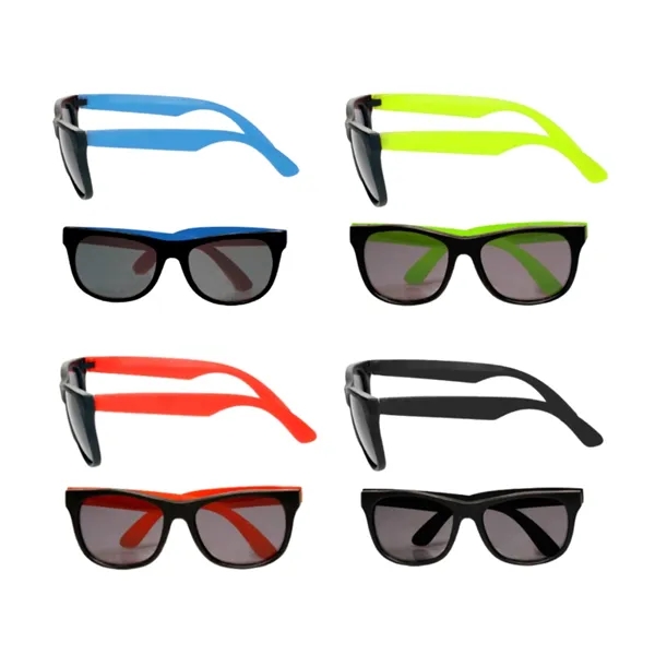 Two-tone plastic UV protection sunglasses plus free 1 color silkscreen imprint... from ASI 37218 Athena Promo (tm)