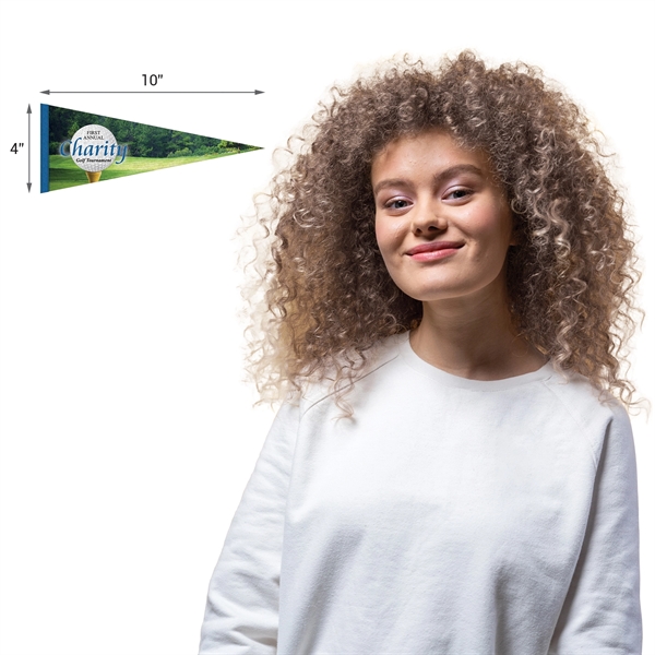 4" x 10" digitally printed custom soft felt pennant.... from ASI 80228 Quinn