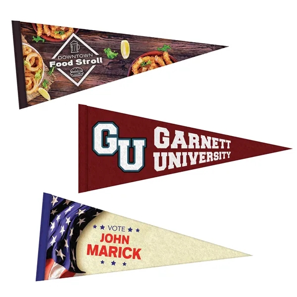 5" x 12" digitally printed custom soft felt pennant.... from ASI 80228 Quinn