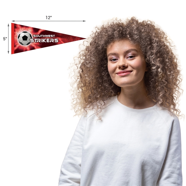 5" x 12" digitally printed custom soft felt pennant.... from ASI 80228 Quinn