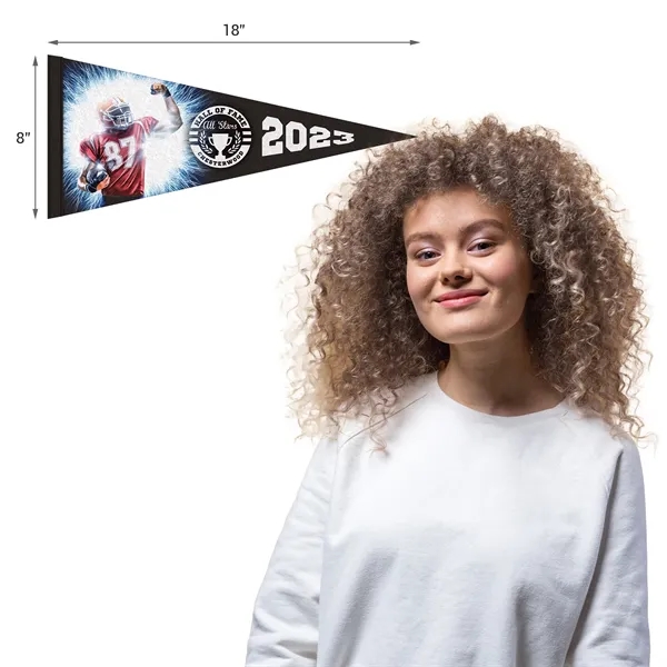 8" x 18" digitally printed custom soft felt pennant.... from ASI 80228 Quinn