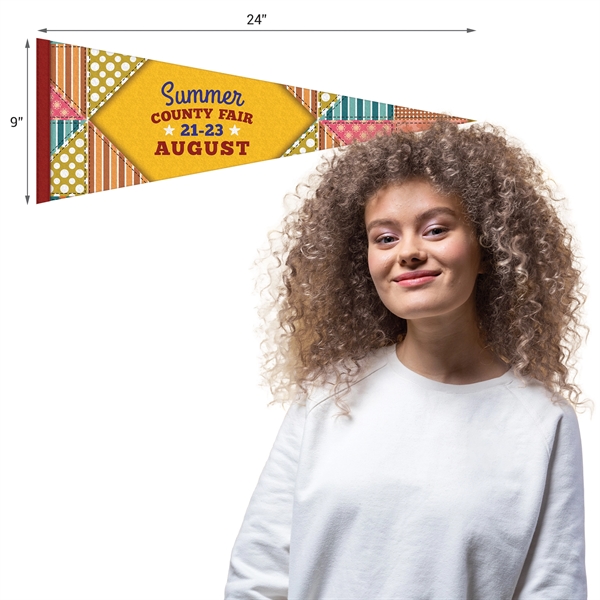 9" x 24" digitally printed custom soft felt pennant.... from ASI 80228 Quinn