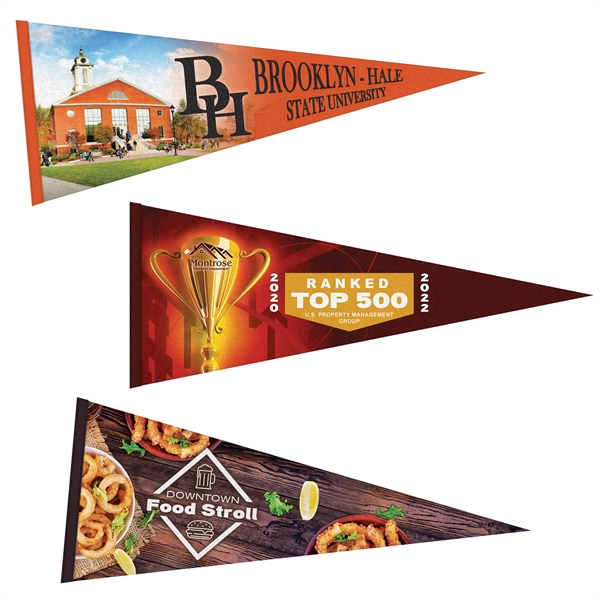 12" x 30" digitally printed custom soft felt pennant.... from ASI 80228 Quinn