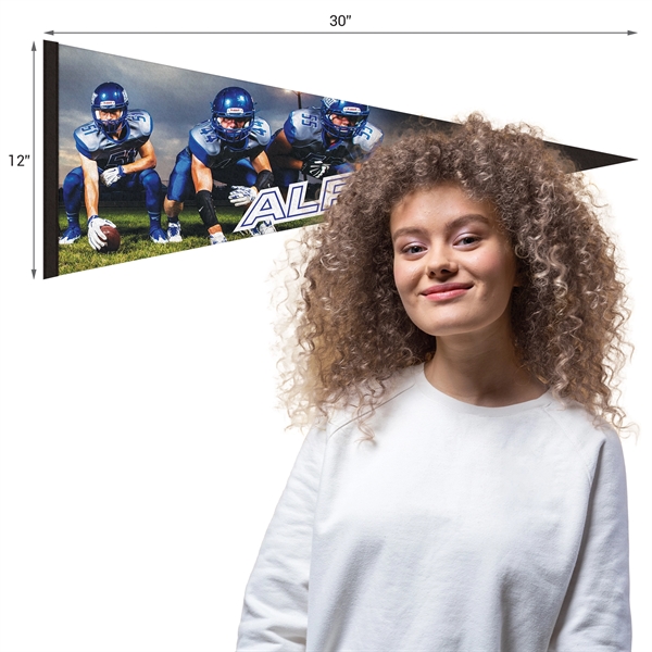 12" x 30" digitally printed custom soft felt pennant.... from ASI 80228 Quinn