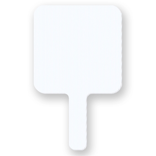 Square shape rally hand fan made of white corrugated plastic.... from ASI 93520 Ventura Inc