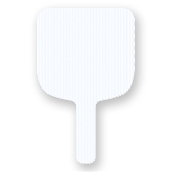 Round square rally hand fan made of white corrugated plastic.... from ASI 93520 Ventura Inc