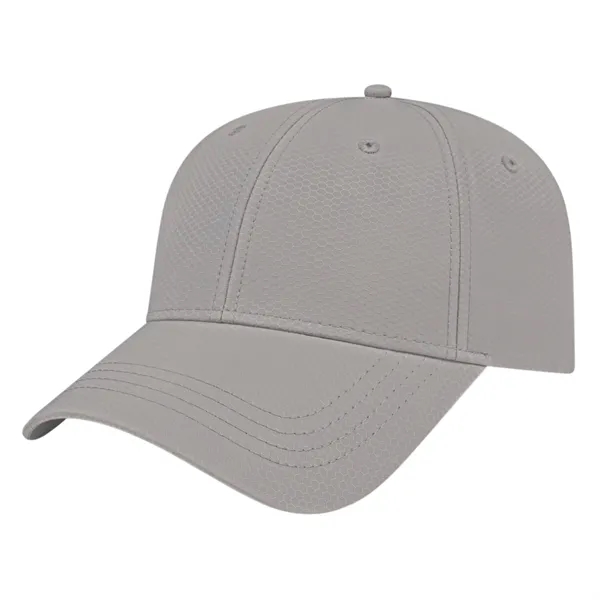 Polyester medium profile six panel structured performance cap with fabric strap... from ASI 43792 Cap America Inc