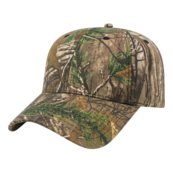 Medium profile six-panel twill structured hat in Realtree™ and Mossy Oakl®... from ASI 43792 Cap America Inc