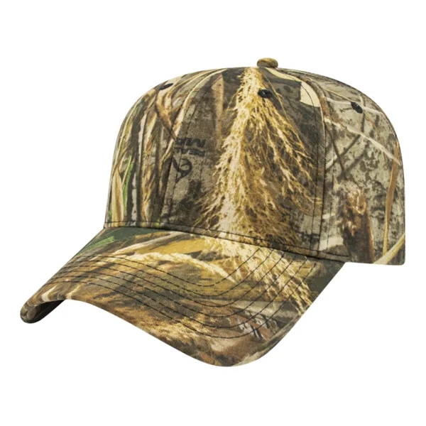 Medium profile six-panel twill structured hat in Realtree™ and Mossy Oakl®... from ASI 43792 Cap America Inc