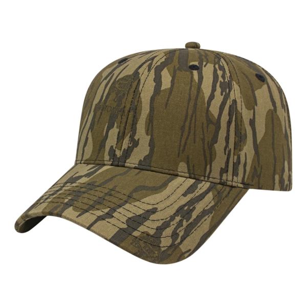 Medium profile six-panel twill structured hat in Realtree™ and Mossy Oakl®... from ASI 43792 Cap America Inc