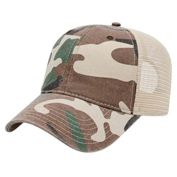 Woodland six-panel unstructured chino twill and washed mesh cap with adjustable... from ASI 43792 Cap America Inc