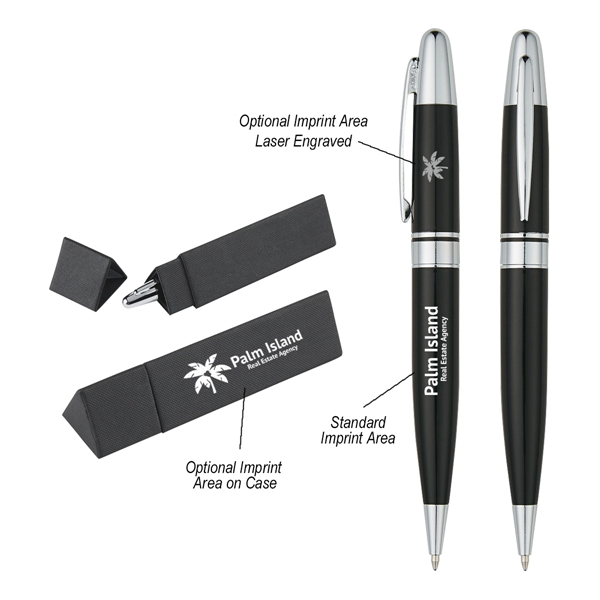 Elite Executive Pen In Case Metal Twist Action Pen Includes Triangle... from ASI 61125 Hit Promotional Products / Hit®