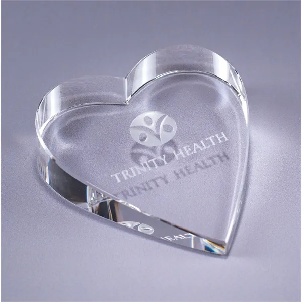 Heart shaped paperweight made of clear optic crystal with deep etch... from ASI 62985 J. Charles
