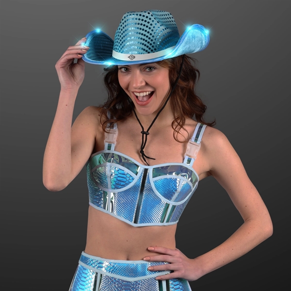 Blank or imprinted. Sequin Cowboy Hat with LED Brim.... from ASI 34194 ALightPromos / Alight Promotional Products
