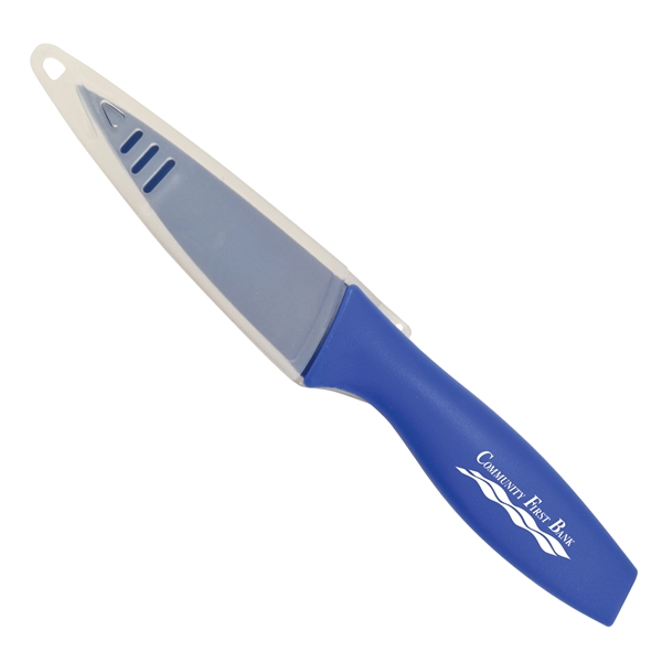 1.37"H x 8.75"W x 0.62"D paring knife with a sheath; offered... from ASI 54040 Fey Promo / Mi Line by Fey