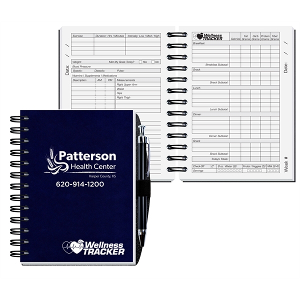 5" x 7" Journal with pen, stock wellness sheets and durable... from ASI 50873 Drum-Line / Drum-line Inc